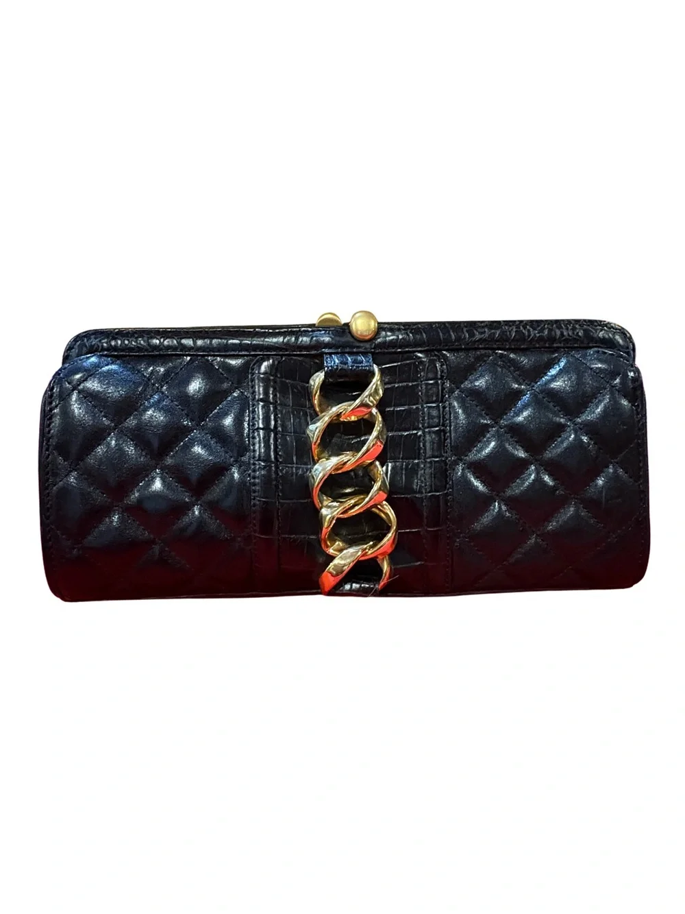Rare Brahmin Jo Essex 25th Anniversary Black Leather Clutch